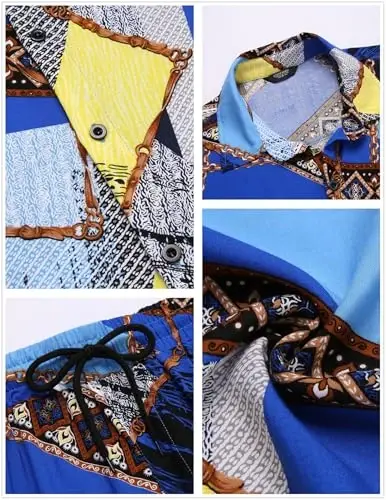COOFANDY Men's Hawaiian 2 Piece Outfits Summer Beach Matching Set Flower Shirt and Shorts Tropical Vacation Set - 5