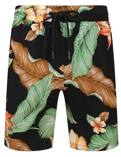 COOFANDY Men's Hawaiian 2 Piece Outfits Summer Beach Matching Set Flower Shirt and Shorts Tropical Vacation Set - COOFANDY (1)