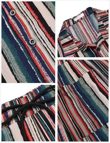 COOFANDY Men's Hawaiian Matching Set Summer Beach 2 Piece Outfits Flower Button Down Shirts and Shorts Vacation Outfits - 5