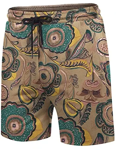 COOFANDY Men's Hawaiian Matching Set Summer Beach 2 Piece Outfits Flower Button Down Shirts and Shorts Vacation Outfits - 6