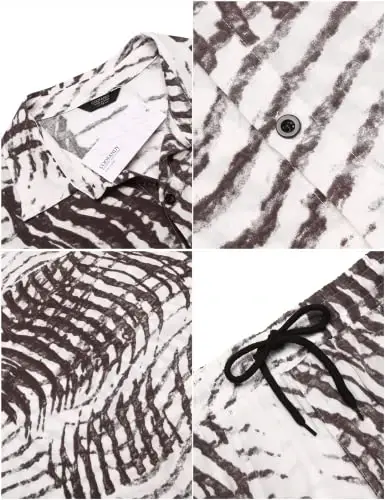 COOFANDY Men's Hawaiian Matching Set Summer Beach 2 Piece Outfits Flower Button Down Shirts and Shorts Vacation Outfits - 5