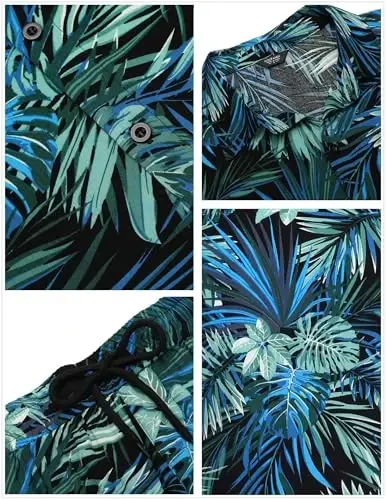 COOFANDY Men's Hawaiian Matching Set Summer Beach 2 Piece Outfits Flower Button Down Shirts and Shorts Vacation Outfits - 5