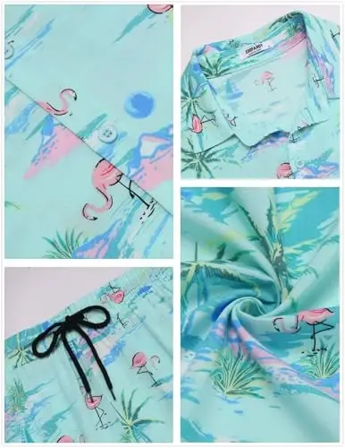 COOFANDY Men's Hawaiian Matching Set Summer Beach 2 Piece Outfits Flower Button Down Shirts and Shorts Vacation Outfits - 4