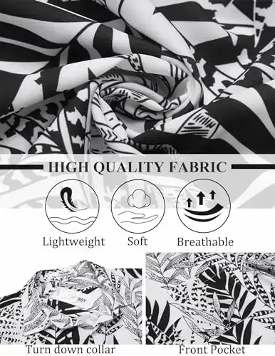 COOFANDY Mens Hawaiian Shirt Short Sleeve Button Down Shirts Tropical Summer Beach Shirts Casual Floral Aloha Shirts - 5