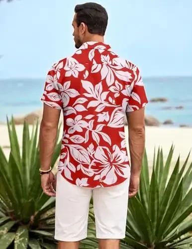 COOFANDY Mens Hawaiian Shirt Short Sleeve Button Down Shirts Tropical Summer Beach Shirts Casual Floral Aloha Shirts - 4