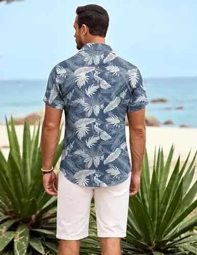 COOFANDY Mens Hawaiian Shirt Short Sleeve Button Down Shirts Tropical Summer Beach Shirts Casual Floral Aloha Shirts - 4