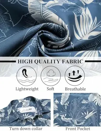 COOFANDY Mens Hawaiian Shirt Short Sleeve Button Down Shirts Tropical Summer Beach Shirts Casual Floral Aloha Shirts - 5