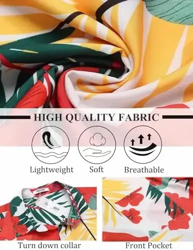 COOFANDY Mens Hawaiian Shirt Short Sleeve Button Down Shirts Tropical Summer Beach Shirts Casual Floral Aloha Shirts - 5