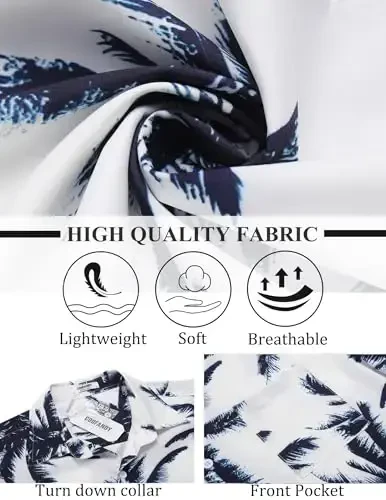 COOFANDY Mens Hawaiian Shirt Short Sleeve Button Down Shirts Tropical Summer Beach Shirts Casual Floral Aloha Shirts - 5