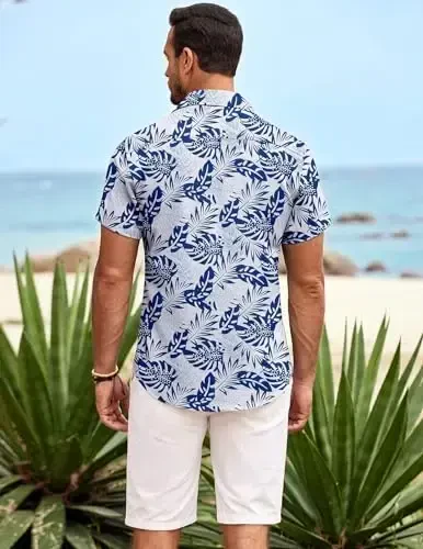 COOFANDY Mens Hawaiian Shirt Short Sleeve Button Down Shirts Tropical Summer Beach Shirts Casual Floral Aloha Shirts - 4