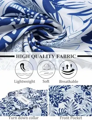 COOFANDY Mens Hawaiian Shirt Short Sleeve Button Down Shirts Tropical Summer Beach Shirts Casual Floral Aloha Shirts - 5