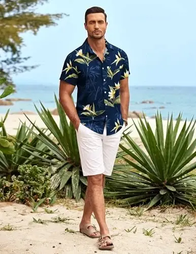 COOFANDY Mens Hawaiian Shirt Short Sleeve Button Down Shirts Tropical Summer Beach Shirts Casual Floral Aloha Shirts - 3