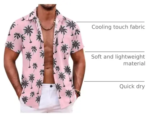 COOFANDY Mens Hawaiian Shirt Short Sleeve Button Down Shirts Tropical Summer Beach Shirts Casual Floral Aloha Shirts - 4