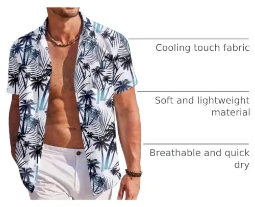 COOFANDY Mens Hawaiian Shirt Short Sleeve Button Down Shirts Tropical Summer Beach Shirts Casual Floral Aloha Shirts - 4
