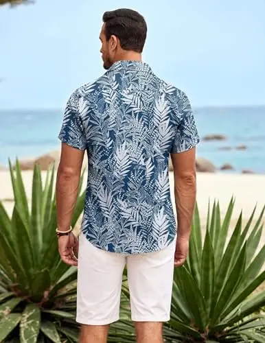 COOFANDY Mens Hawaiian Shirt Short Sleeve Button Down Shirts Tropical Summer Beach Shirts Casual Floral Aloha Shirts - 4