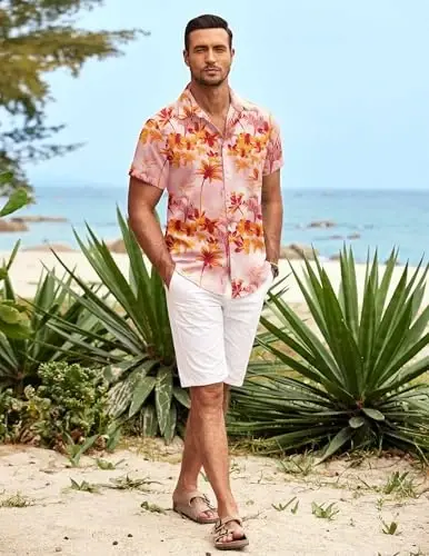 COOFANDY Mens Hawaiian Shirt Short Sleeve Button Down Shirts Tropical Summer Beach Shirts Casual Floral Aloha Shirts - 3