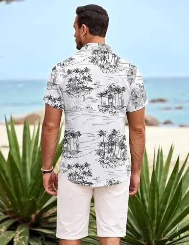 COOFANDY Mens Hawaiian Shirt Short Sleeve Button Down Shirts Tropical Summer Beach Shirts Casual Floral Aloha Shirts - 3