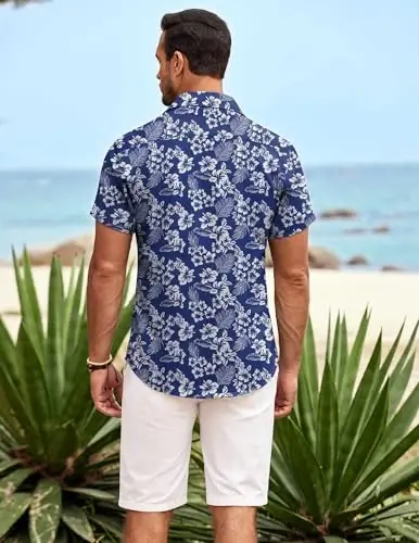 COOFANDY Mens Hawaiian Shirt Short Sleeve Button Down Shirts Tropical Summer Beach Shirts Casual Floral Aloha Shirts - 5
