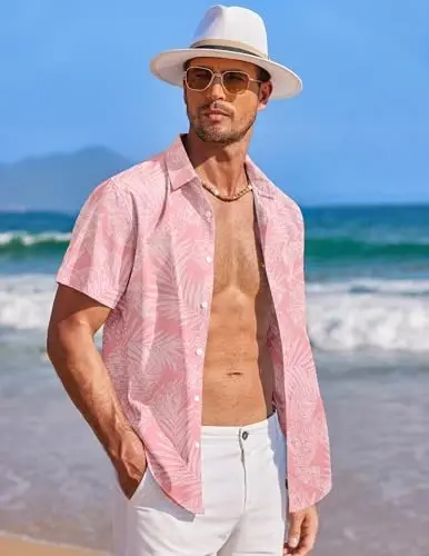 COOFANDY Mens Hawaiian Shirt Short Sleeve Button Down Shirts Tropical Summer Beach Shirts Casual Floral Aloha Shirts - COOFANDY (1)