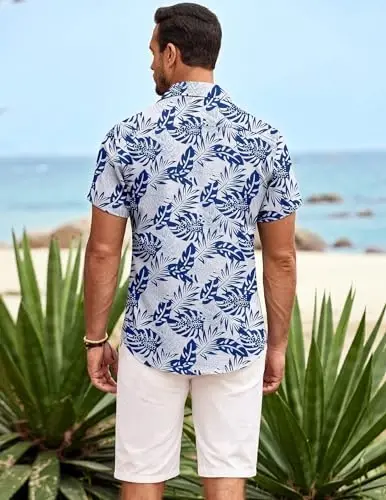 COOFANDY Mens Hawaiian Shirt Short Sleeve Button Down Shirts Tropical Summer Beach Shirts Casual Floral Aloha Shirts - 5