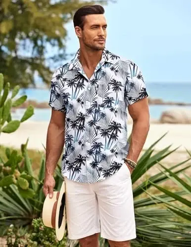 COOFANDY Mens Hawaiian Shirt Short Sleeve Button Down Shirts Tropical Summer Beach Shirts Casual Floral Aloha Shirts - 3