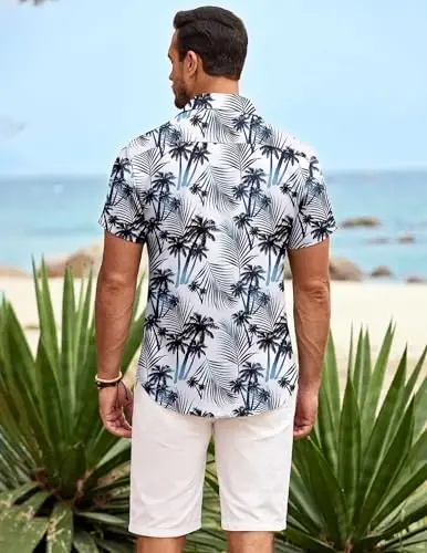 COOFANDY Mens Hawaiian Shirt Short Sleeve Button Down Shirts Tropical Summer Beach Shirts Casual Floral Aloha Shirts - 5