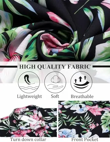 COOFANDY Mens Hawaiian Shirt Short Sleeve Button Down Shirts Tropical Summer Beach Shirts Casual Floral Aloha Shirts - 6