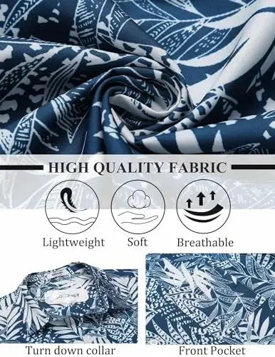 COOFANDY Mens Hawaiian Shirt Short Sleeve Button Down Shirts Tropical Summer Beach Shirts Casual Floral Aloha Shirts - 6