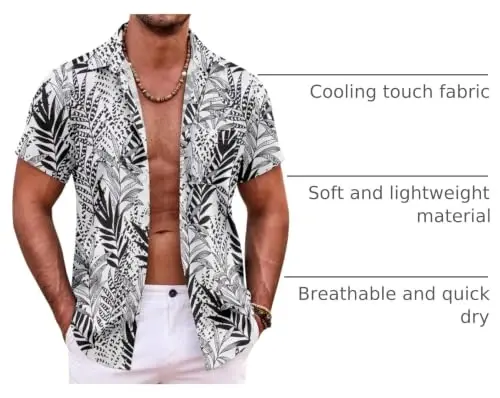 COOFANDY Mens Hawaiian Shirt Short Sleeve Button Down Shirts Tropical Summer Beach Shirts Casual Floral Aloha Shirts - 4