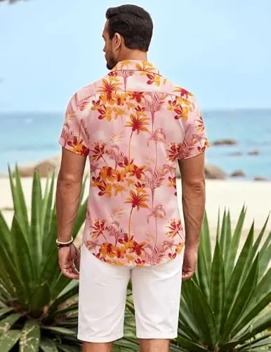 COOFANDY Mens Hawaiian Shirt Short Sleeve Button Down Shirts Tropical Summer Beach Shirts Casual Floral Aloha Shirts - 6