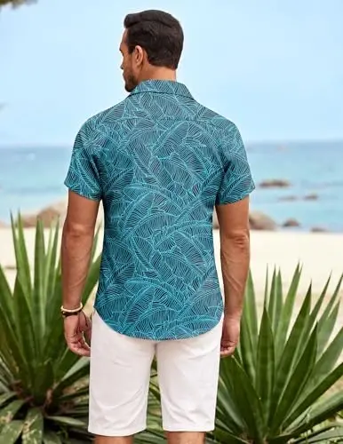 COOFANDY Mens Hawaiian Shirt Short Sleeve Button Down Shirts Tropical Summer Beach Shirts Casual Floral Aloha Shirts - 5