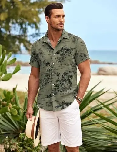 COOFANDY Mens Hawaiian Shirt Short Sleeve Button Down Shirts Tropical Summer Beach Shirts Casual Floral Aloha Shirts - 3