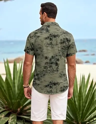 COOFANDY Mens Hawaiian Shirt Short Sleeve Button Down Shirts Tropical Summer Beach Shirts Casual Floral Aloha Shirts - 4