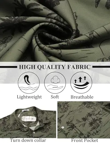 COOFANDY Mens Hawaiian Shirt Short Sleeve Button Down Shirts Tropical Summer Beach Shirts Casual Floral Aloha Shirts - 5