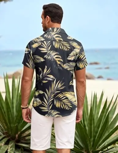 COOFANDY Mens Hawaiian Shirt Short Sleeve Button Down Shirts Tropical Summer Beach Shirts Casual Floral Aloha Shirts - 5