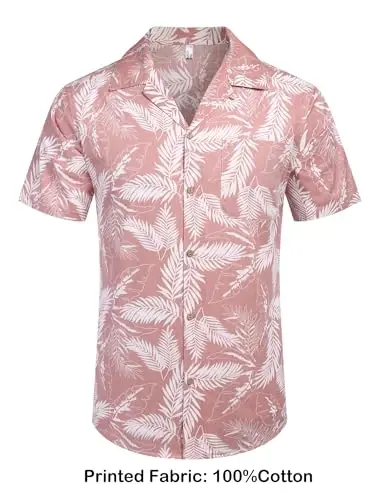 COOFANDY Mens Hawaiian Shirt Short Sleeve Buttoon Down Shirts Casual Tropical Floral Summer Linen Shirts - COOFANDY (1)