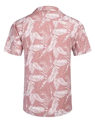 COOFANDY Mens Hawaiian Shirt Short Sleeve Buttoon Down Shirts Casual Tropical Floral Summer Linen Shirts - 4