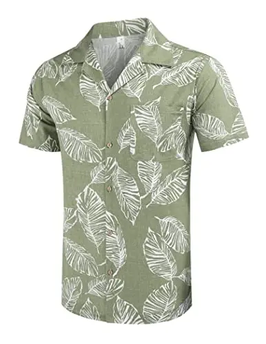 COOFANDY Mens Hawaiian Shirt Short Sleeve Buttoon Down Shirts Casual Tropical Floral Summer Linen Shirts - 3