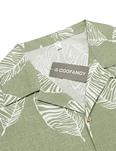 COOFANDY Mens Hawaiian Shirt Short Sleeve Buttoon Down Shirts Casual Tropical Floral Summer Linen Shirts - 5