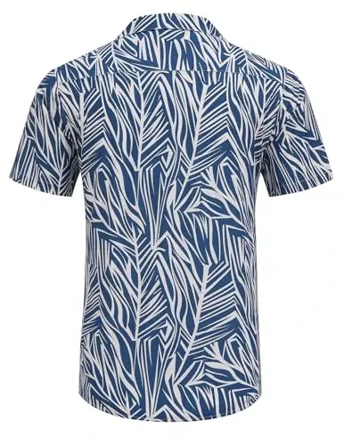 COOFANDY Mens Hawaiian Shirt Short Sleeve Buttoon Down Shirts Casual Tropical Floral Summer Linen Shirts - 4