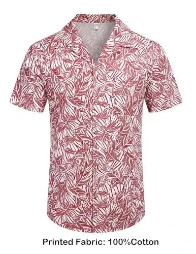 COOFANDY Mens Hawaiian Shirt Short Sleeve Buttoon Down Shirts Casual Tropical Floral Summer Linen Shirts - 2