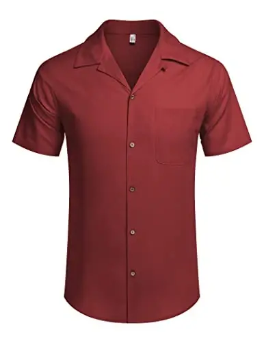 COOFANDY Mens Hawaiian Shirt Short Sleeve Buttoon Down Shirts Casual Tropical Floral Summer Linen Shirts - COOFANDY (1)