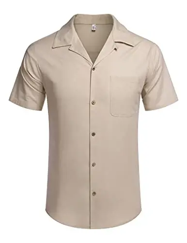 COOFANDY Mens Hawaiian Shirt Short Sleeve Buttoon Down Shirts Casual Tropical Floral Summer Linen Shirts - 6