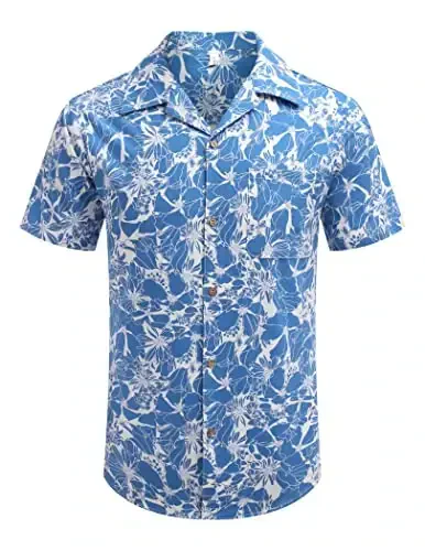 COOFANDY Mens Hawaiian Shirt Short Sleeve Buttoon Down Shirts Casual Tropical Floral Summer Linen Shirts - 2
