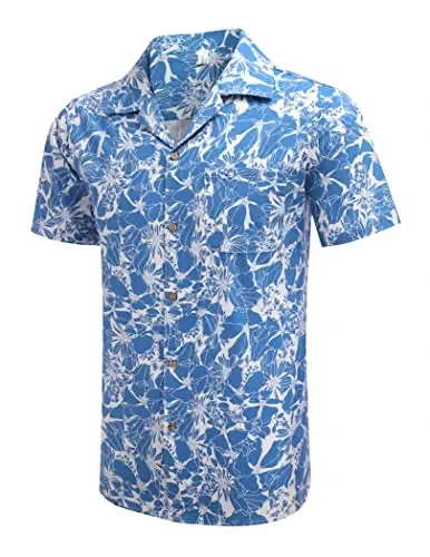 COOFANDY Mens Hawaiian Shirt Short Sleeve Buttoon Down Shirts Casual Tropical Floral Summer Linen Shirts - 3