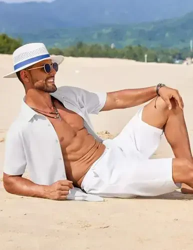 COOFANDY Men's Summer Beach Vacation Shirt Casual Button Down Short Sleeve Shirt Hawaiian Tropical Resort Wear - 4