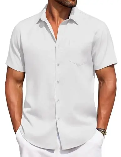 COOFANDY Men's Summer Beach Vacation Shirt Casual Button Down Short Sleeve Shirt Hawaiian Tropical Resort Wear - COOFANDY