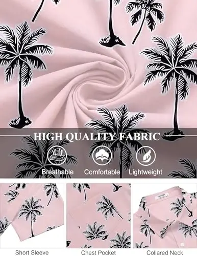 COOFANDY Men's Hawaiian Shirt Short Sleeve Floral Button Down Shirts Tropical Holiday Beach Shirts - 5
