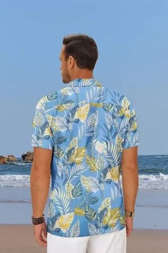 COOFANDY Mens Hawaiian Shirt Short Sleeve Floral Button Down Shirts Tropical Summer Beach Shirts Camp Collar Shirt - 3