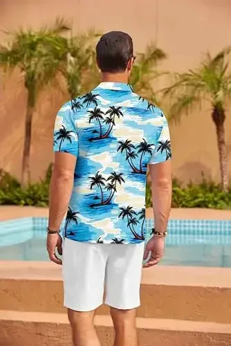 COOFANDY Mens Hawaiian Shirt Short Sleeve Floral Button Down Shirts Tropical Summer Beach Shirts Camp Collar Shirt - 4
